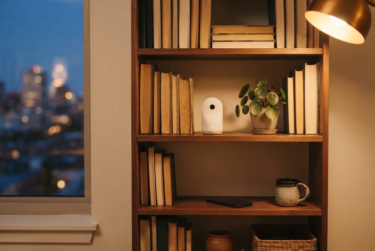 Hallway at dusk: camera with notifications alerts about motion, not just recording.