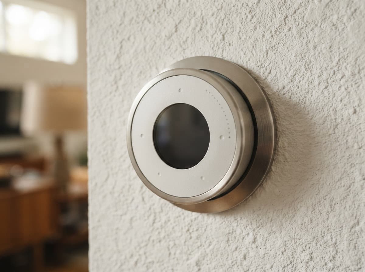 Close-up of a wall-mounted climate control sensor — precise temperature for every room