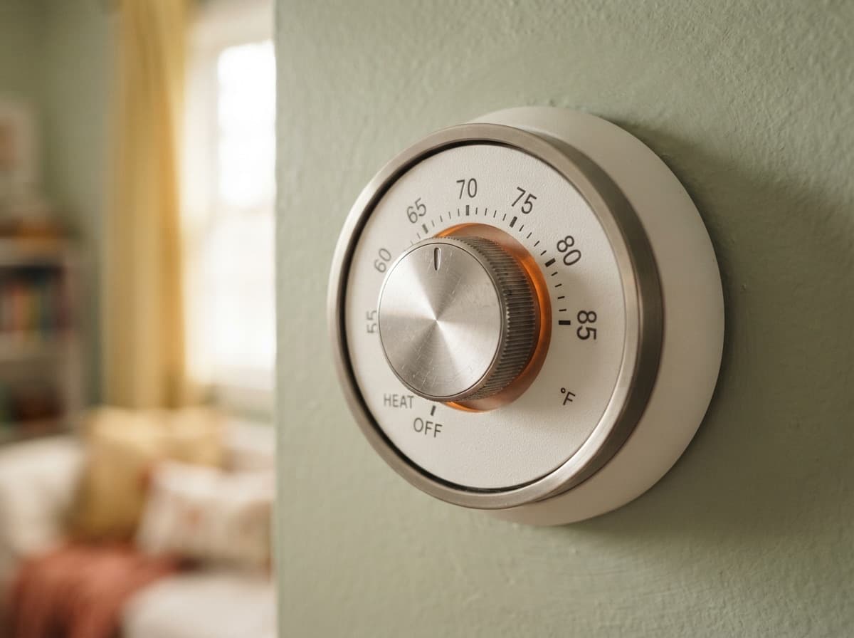 Close-up of a thermostat in a nursery — temperature schedule without manual adjustment